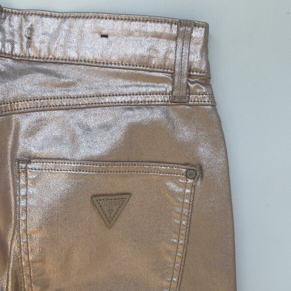 Guess Women’s 1981 High Rise Skinny Jeans Foil Gold Metallic Size 28 - Picture 8 of 8